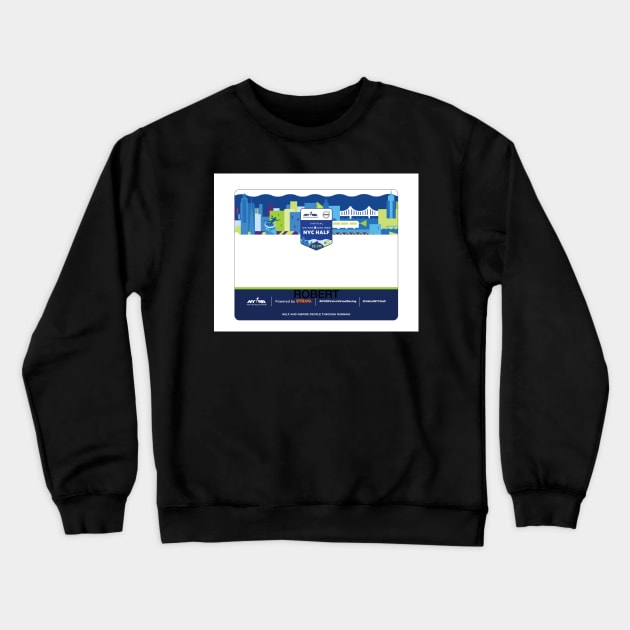 NYRR Half Marathon Bib United Airlines Virtual Crewneck Sweatshirt by BushwoodCurling